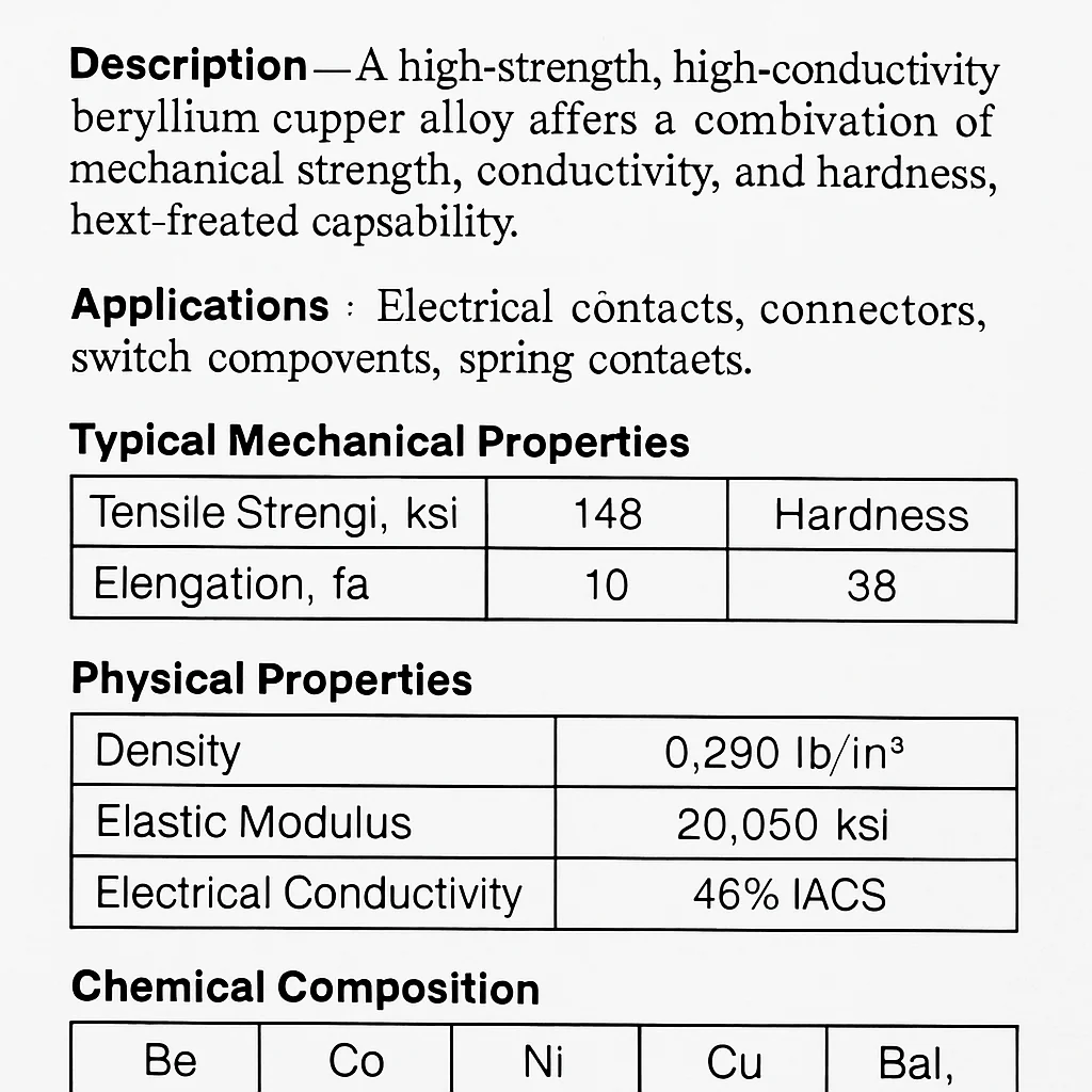 Alloy 25 Beryllium Coppe 1